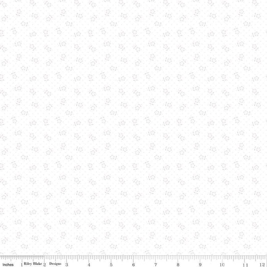 Mary Catherine Flower Dots White-On-White by Amy Smart for Riley Blake Designs - C16705-WHITE
