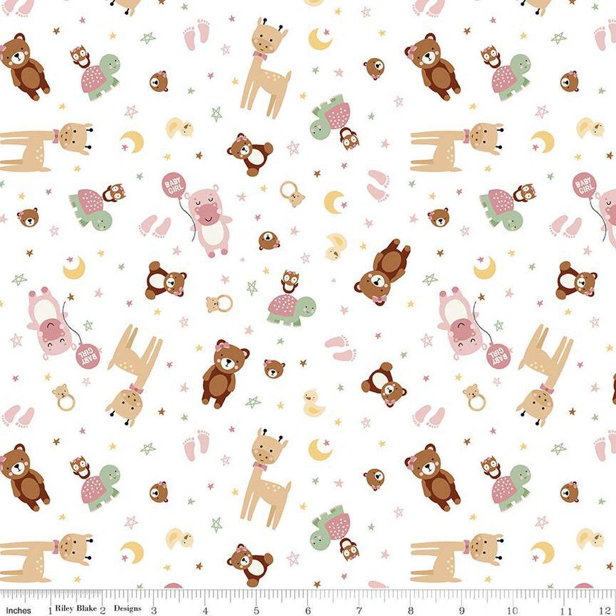 Baby Girl Animals White by Lori Whitlock for Riley Blake Designs - C16771-WHITE
