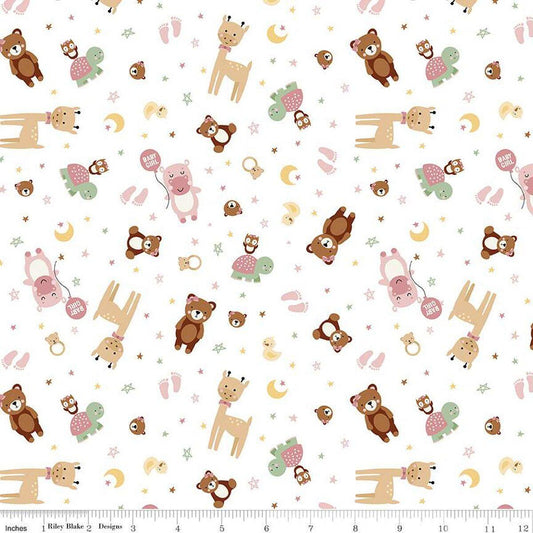 Baby Girl Animals White by Lori Whitlock for Riley Blake Designs - C16771-WHITE