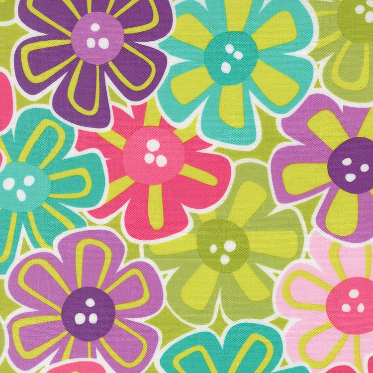 Pick Me Petal Pickin Lime Florals by Me and My Sister Designs for Moda Fabrics - 22490 17