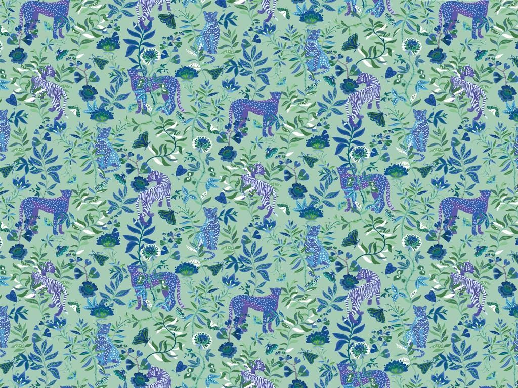 Quilting Cuddle Wanderlust Big Cats Blue by Shannon Fabrics