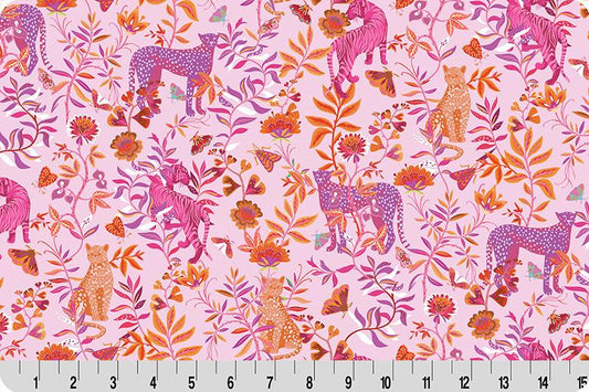 Quilting Cuddle Wanderlust Big Cats Pink by Shannon Fabrics
