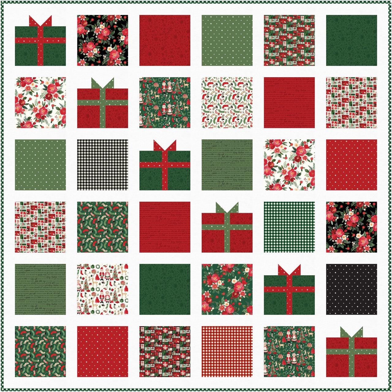 Presently Quilt Kit with Charming Christmas fabric by Kelsey Carlson - quilt kit with pattern