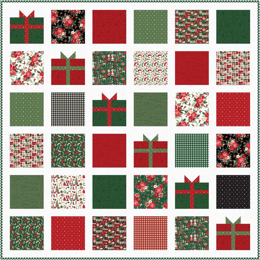 Presently Quilt Kit with Charming Christmas fabric by Kelsey Carlson - quilt kit with pattern