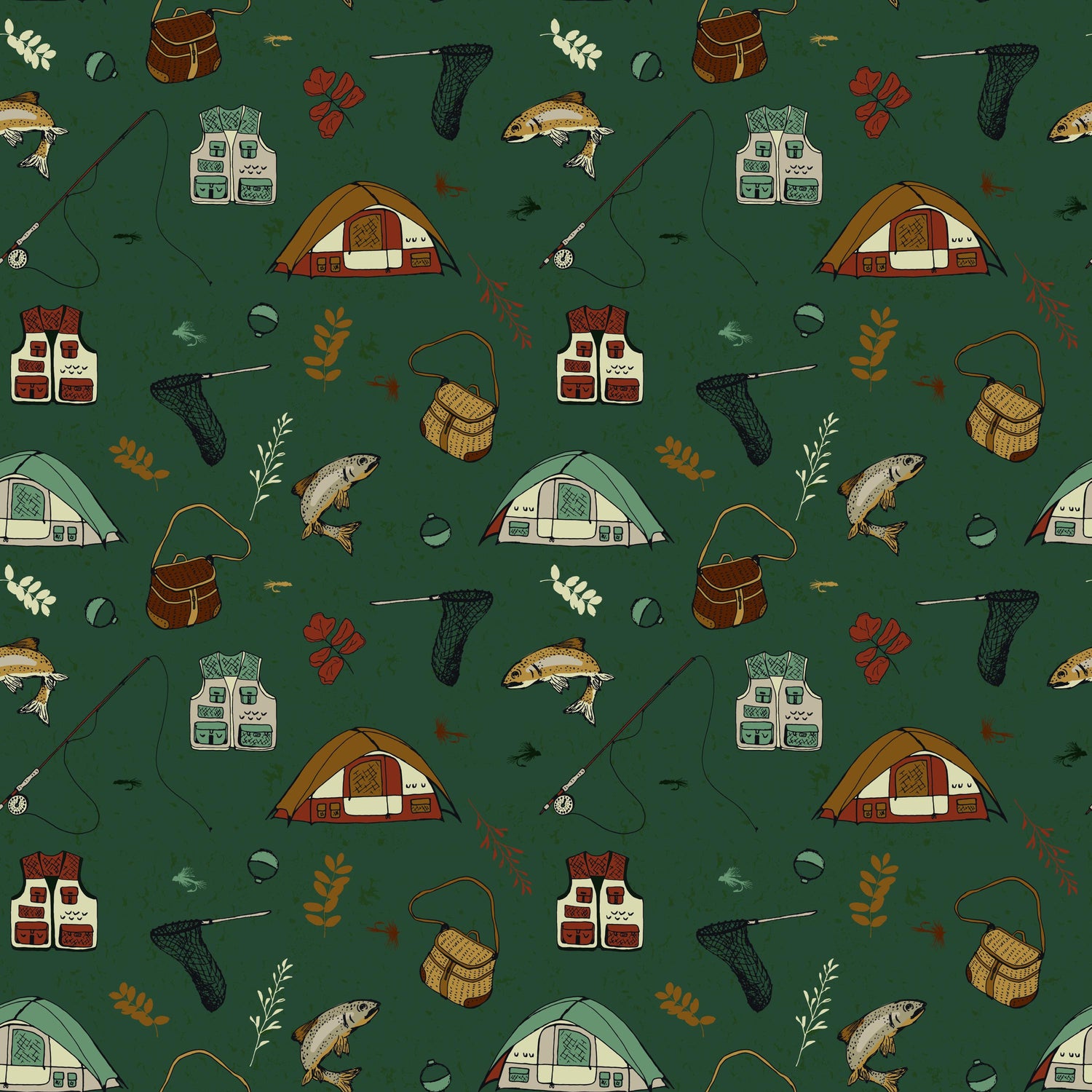 Let's Wander Gone Fishing Forrest by Casey Cometti for Riley Blake Designs - C16881-FOREST