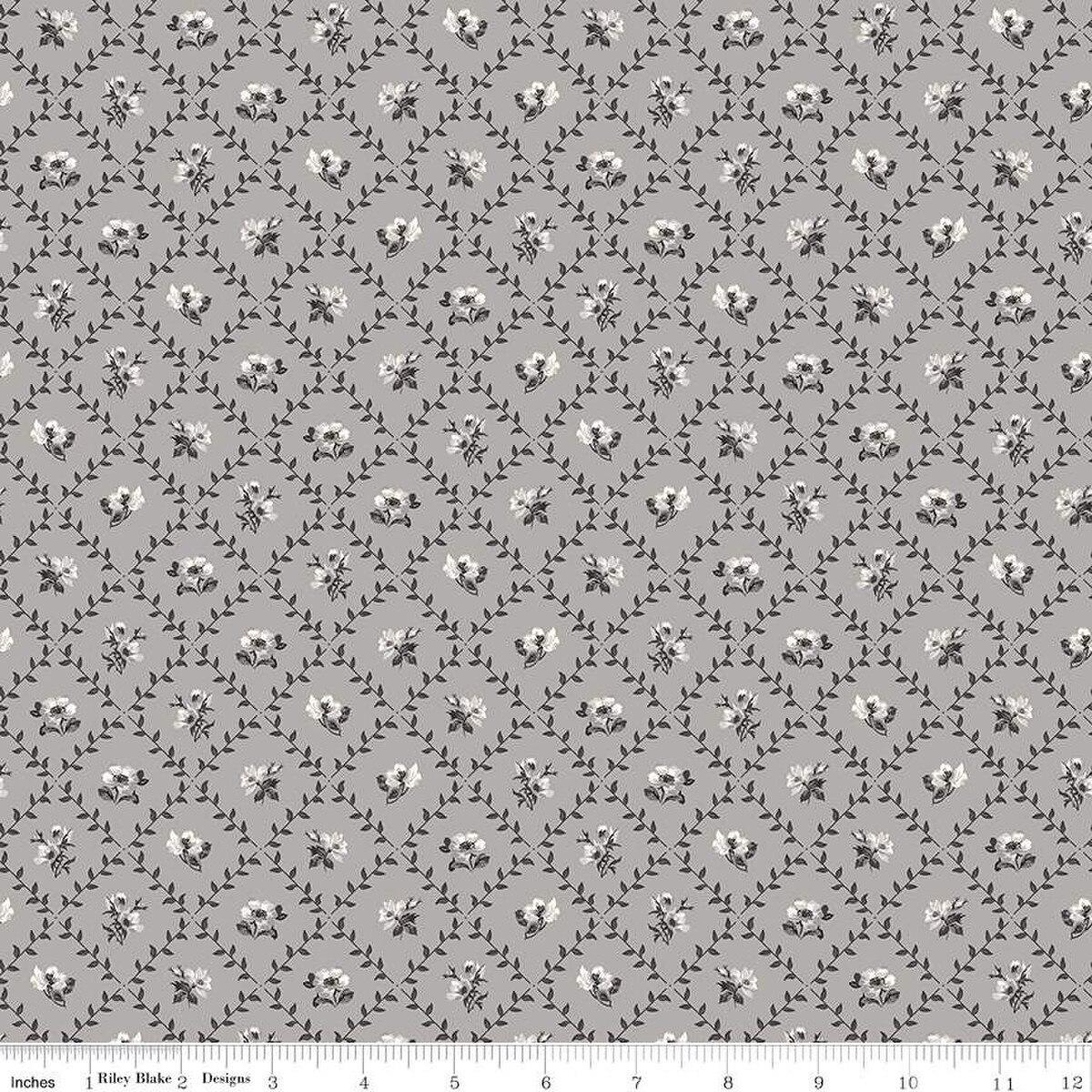 Ink & Ivory Flower Trellis Gray by The RBD Designers for Riley Blake Designs - C16912-GRAY