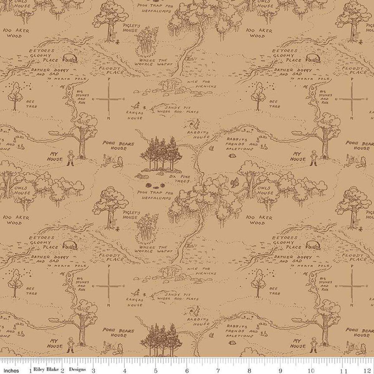Winnie the Pooh Map Brown by Echo Park Paper Co. for Riley Blake Designs - C17001-BROWN