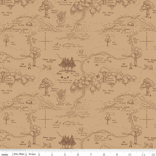 Winnie the Pooh Map Brown by Echo Park Paper Co. for Riley Blake Designs - C17001-BROWN