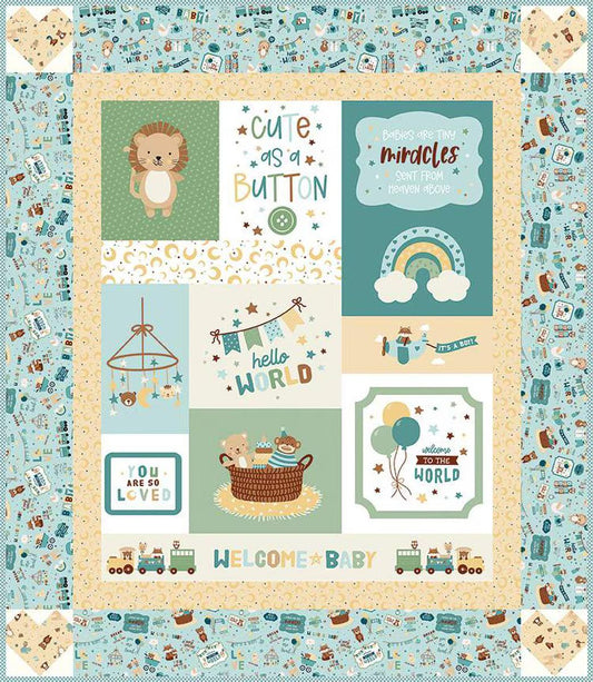Cute as a Button Boy Panel Quilt Kit with fabric from Baby Boy collection by Lori Whitlock - quilt kit with pattern