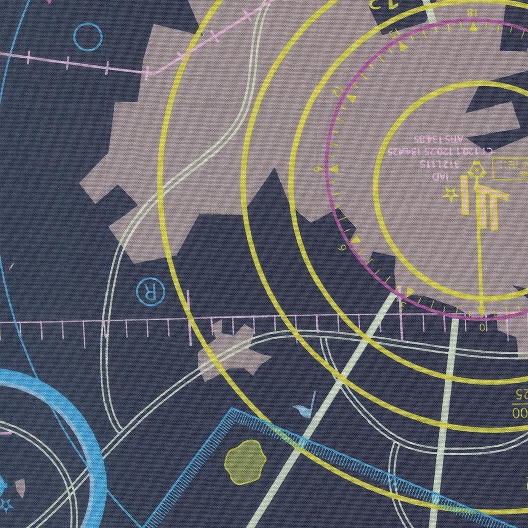 High Flight VFR Chart Novelty Map Navy by Sariditty for Moda Fabrics - 45060 18