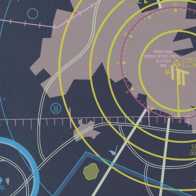 High Flight VFR Chart Novelty Map Navy by Sariditty for Moda Fabrics - 45060 18