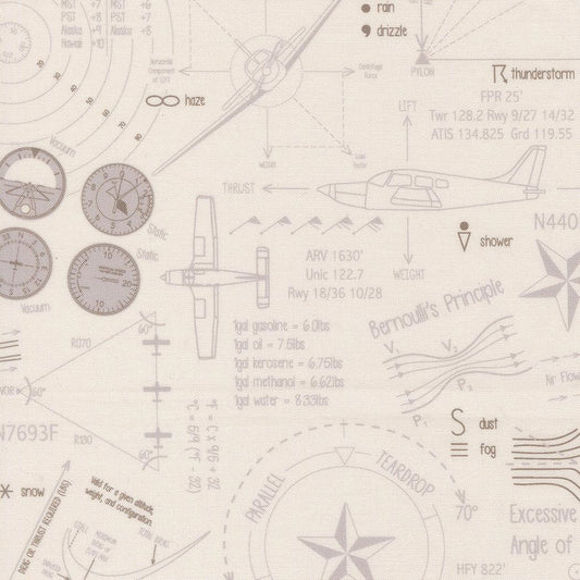 High Flight Ground School Novelty Map Text Diagrams Smoke by Sariditty for Moda Fabrics - 45061 21