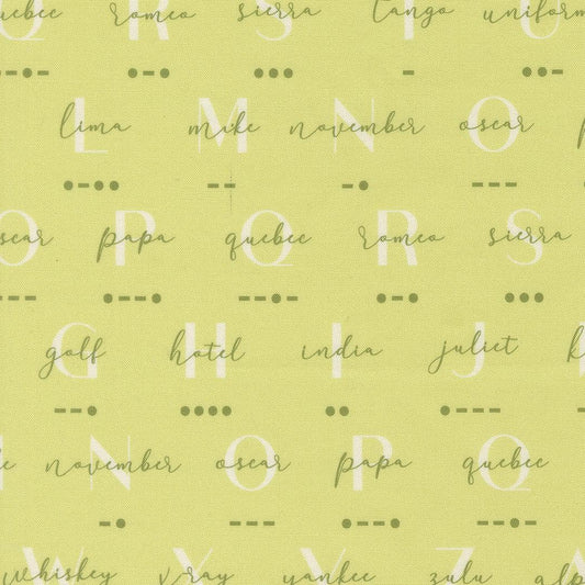 High Flight Phonetic Morse Text and Words Leaf by Sariditty for Moda Fabrics - 45062 12