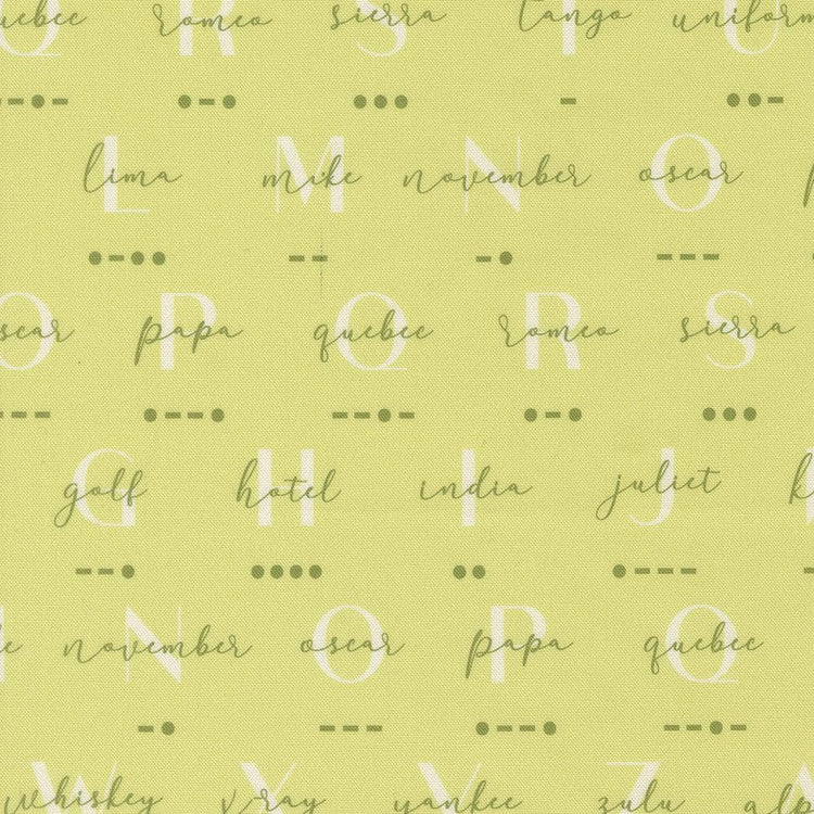 High Flight Phonetic Morse Text and Words Leaf by Sariditty for Moda Fabrics - 45062 12