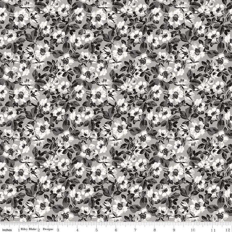 Ink & Ivory Floral Gray by The RBD Designers for Riley Blake Designs - C16911-GRAY