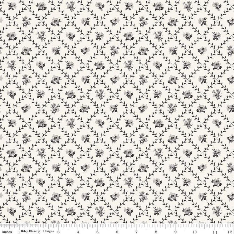 Ink & Ivory Flower Trellis Ivory by The RBD Designers for Riley Blake Designs - C16912-IVORY