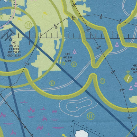 High Flight VFR Chart Novelty Map Lake by Sariditty for Moda Fabrics - 45060 16