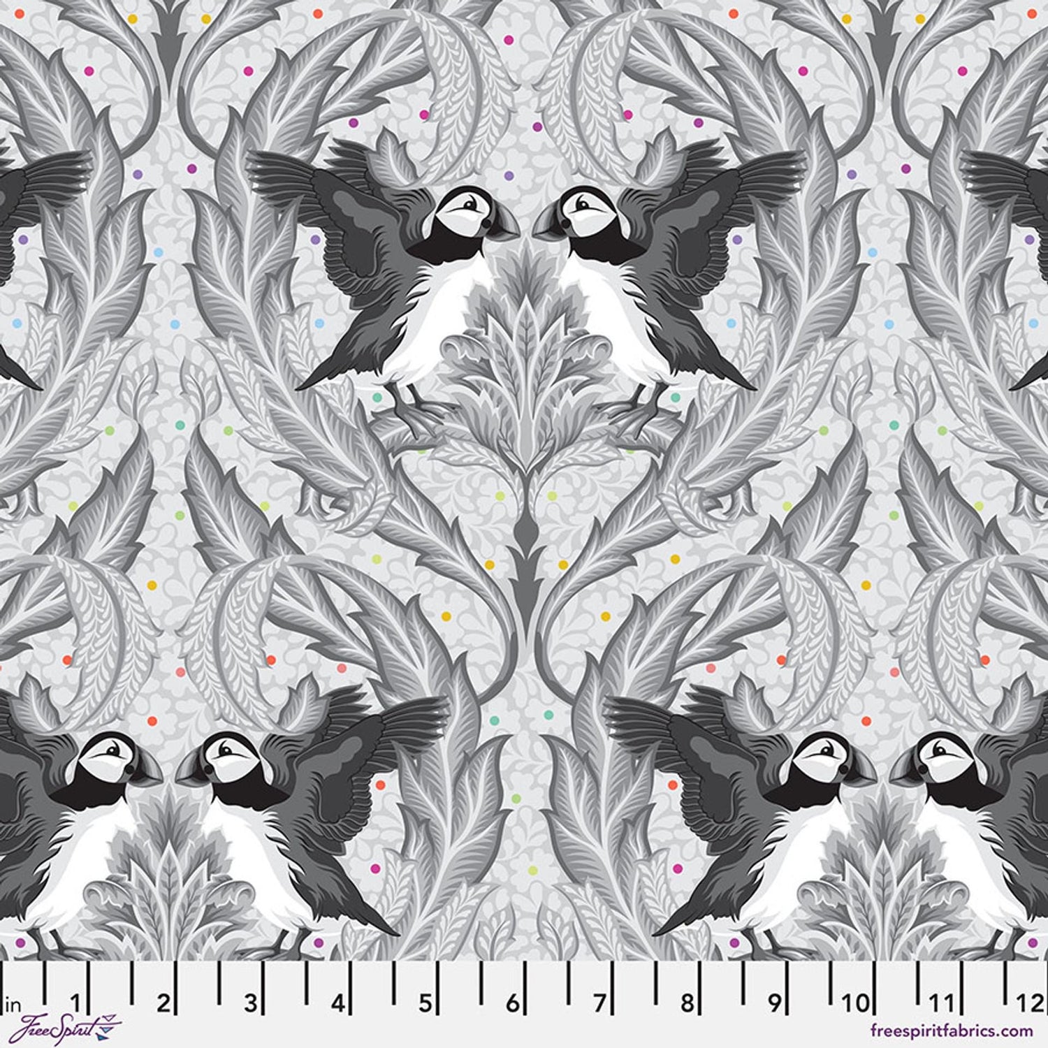 Graywork Huffin & Puffin - Whisper by Tula Pink for Free Spirit Fabrics - PWTP260.WHISPER