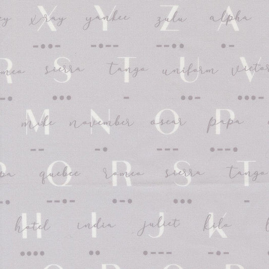 High Flight Phonetic Morse Text and Words Smoke by Sariditty for Moda Fabrics - 45062 21