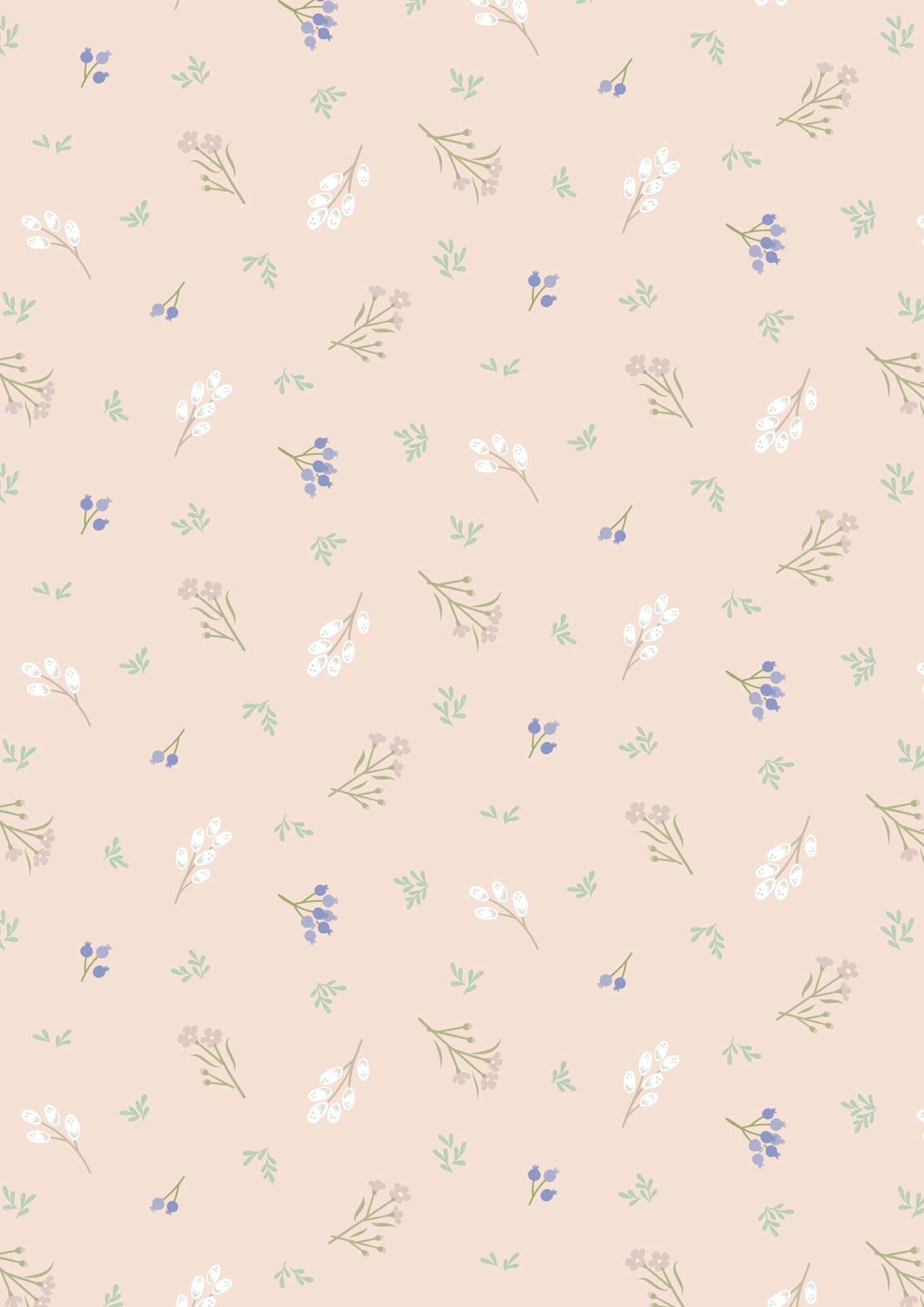 Sky Garden Scattered Sprig Pale Peach by Cassandra Connolly for Lewis & Irene - CC58-2