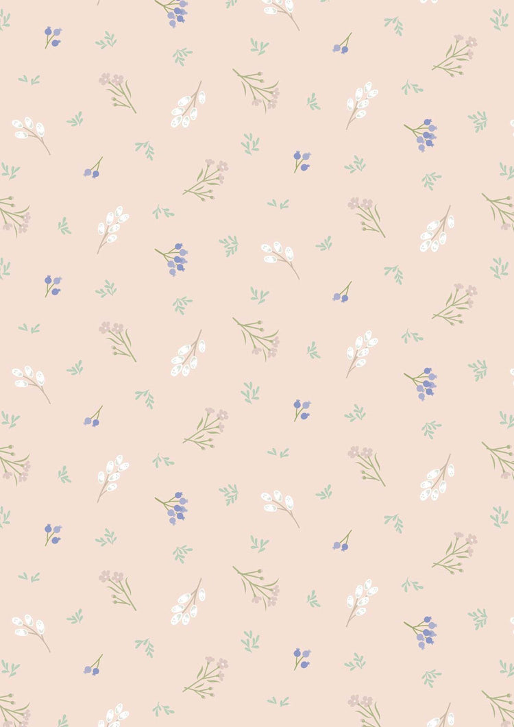 Sky Garden Scattered Sprig Pale Peach by Cassandra Connolly for Lewis & Irene - CC58-2