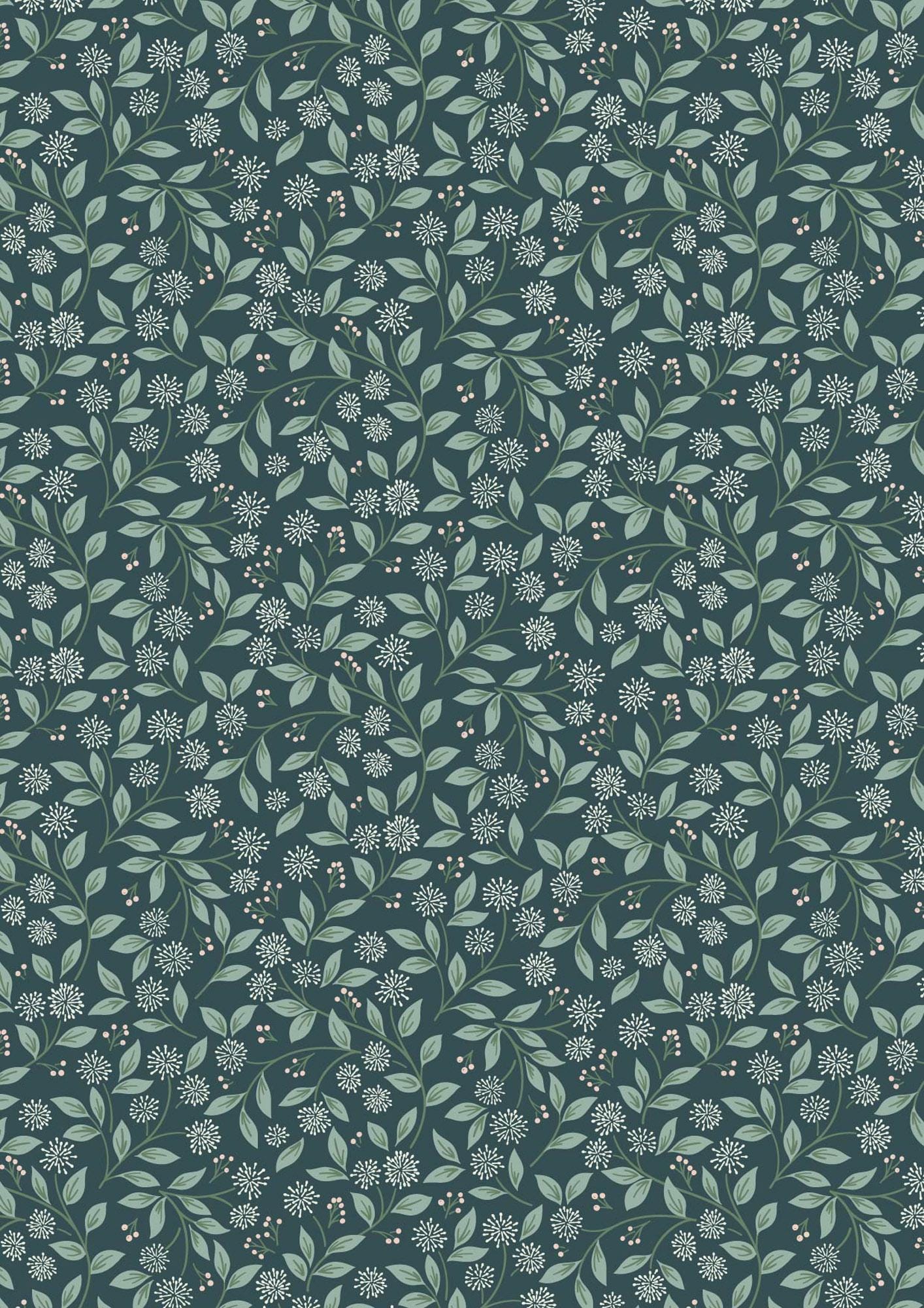 Sky Garden Ivy Trail Deep Teal by Cassandra Connolly for Lewis & Irene - CC59-3