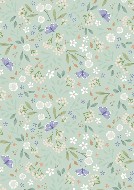 Sky Garden Floral Odyssey Misty Jade by Cassandra Connolly for Lewis & Irene - CC57-1