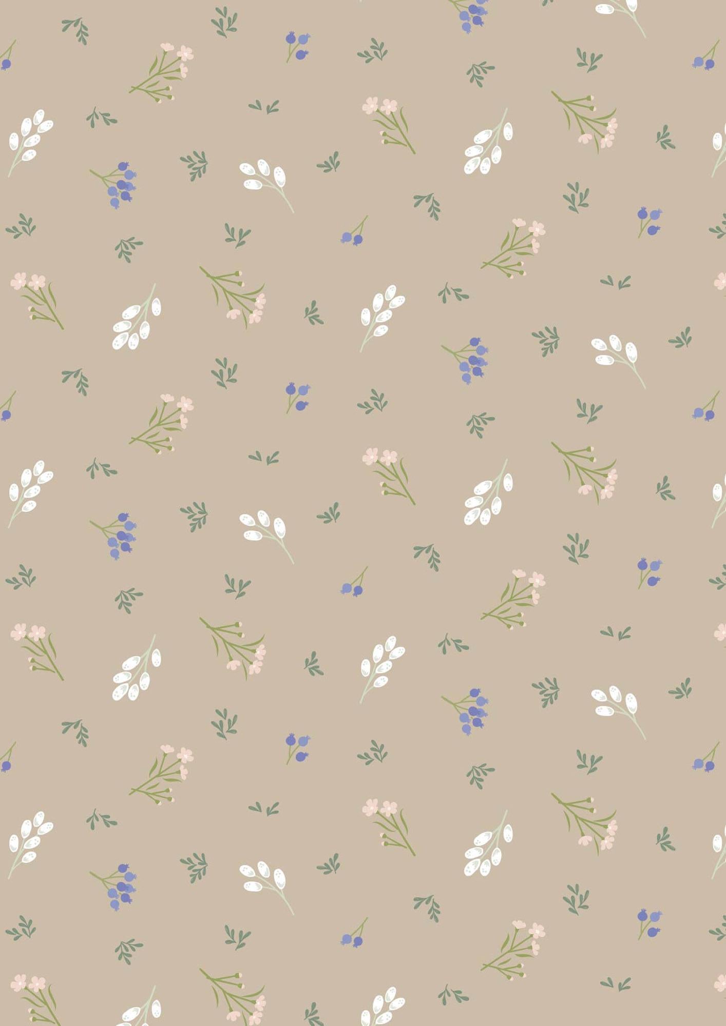 Sky Garden Scattered Sprig Taupe by Cassandra Connolly for Lewis & Irene - CC58-3