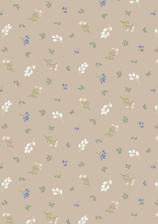 Sky Garden Scattered Sprig Taupe by Cassandra Connolly for Lewis & Irene - CC58-3