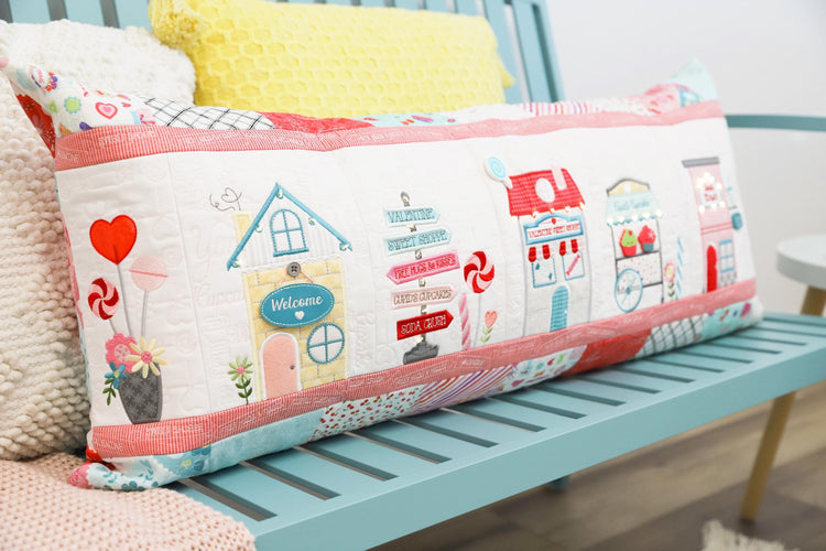 Sweetheart Street Bench Pillow Machine Embroidery Designs & Embellishment Kit - Kimberbell Designs