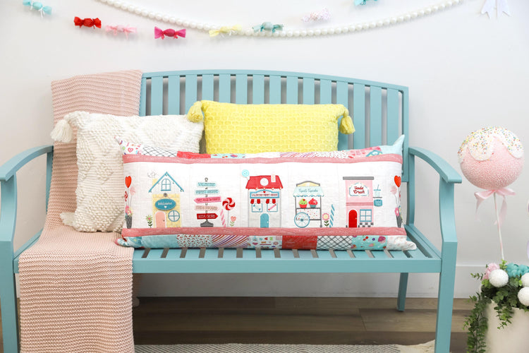 Sweetheart Street Bench Pillow Machine Embroidery Designs & Embellishment Kit - Kimberbell Designs