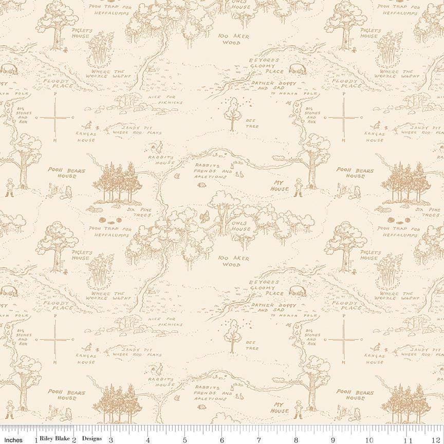 Winnie the Pooh Map Cream by Echo Park Paper Co. for Riley Blake Designs - C17001-CREAM