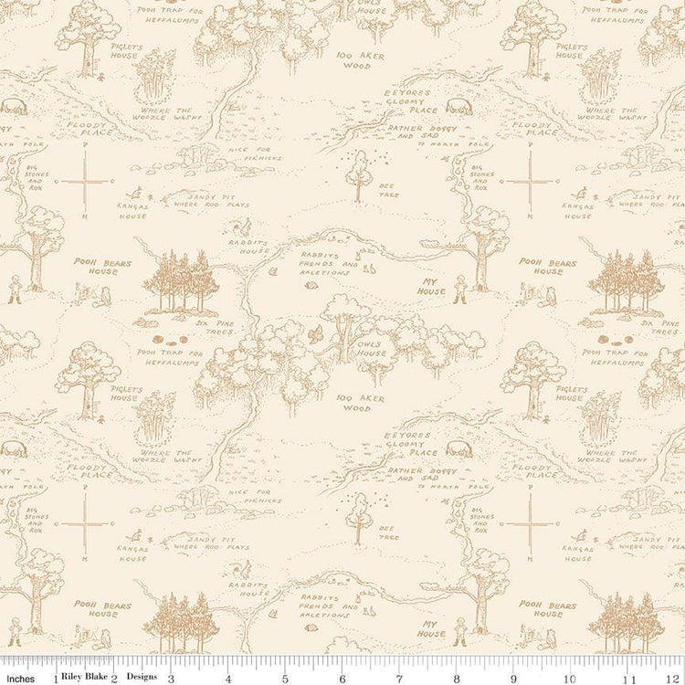 Winnie the Pooh Map Cream by Echo Park Paper Co. for Riley Blake Designs - C17001-CREAM