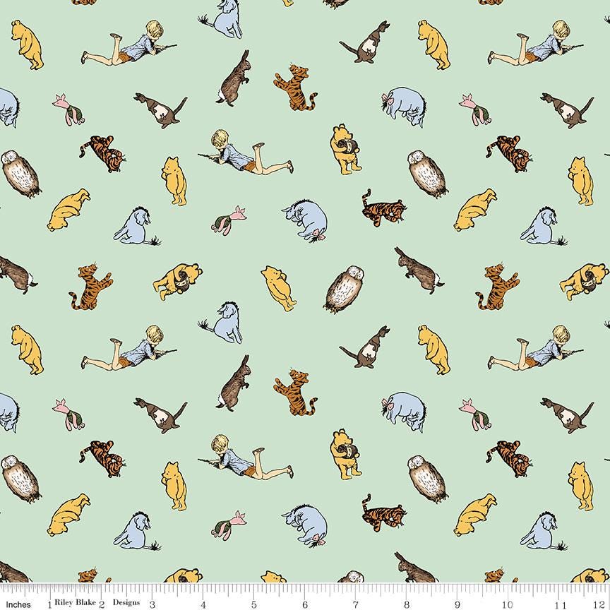 Winnie the Pooh Characters Green by Echo Park Paper Co. for Riley Blake Designs - C17003-GREEN