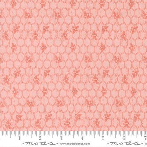 Wild Honey Honeycomb Novelty Bees Blender Carnation by Lella Boutique for Moda Fabrics - 5253 12