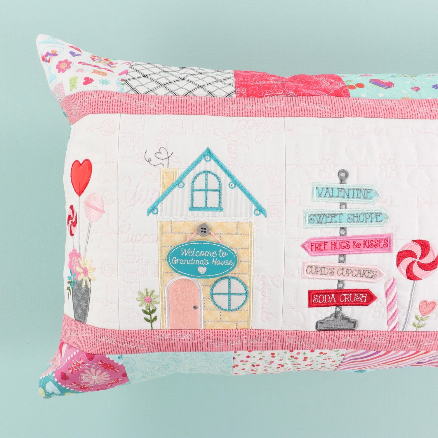 Sweetheart Street Bench Pillow Machine Embroidery Designs & Embellishment Kit - Kimberbell Designs