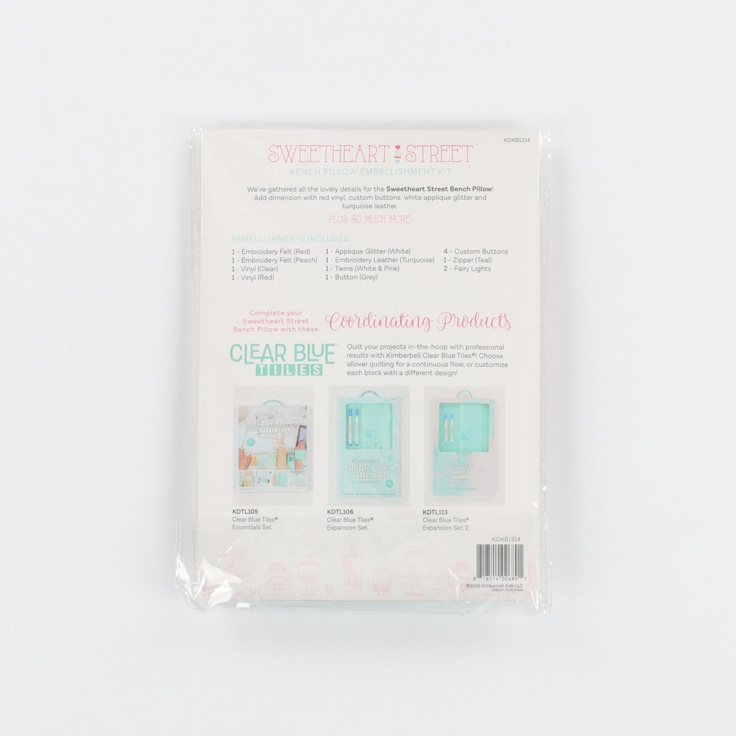 Sweetheart Street Bench Pillow Machine Embroidery Designs & Embellishment Kit - Kimberbell Designs