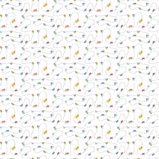 Mini Metropolis Cars White by Sara Boccaccini for Northcott Fabrics - 91190-10