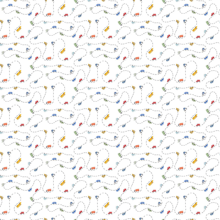Mini Metropolis Cars White by Sara Boccaccini for Northcott Fabrics - 91190-10