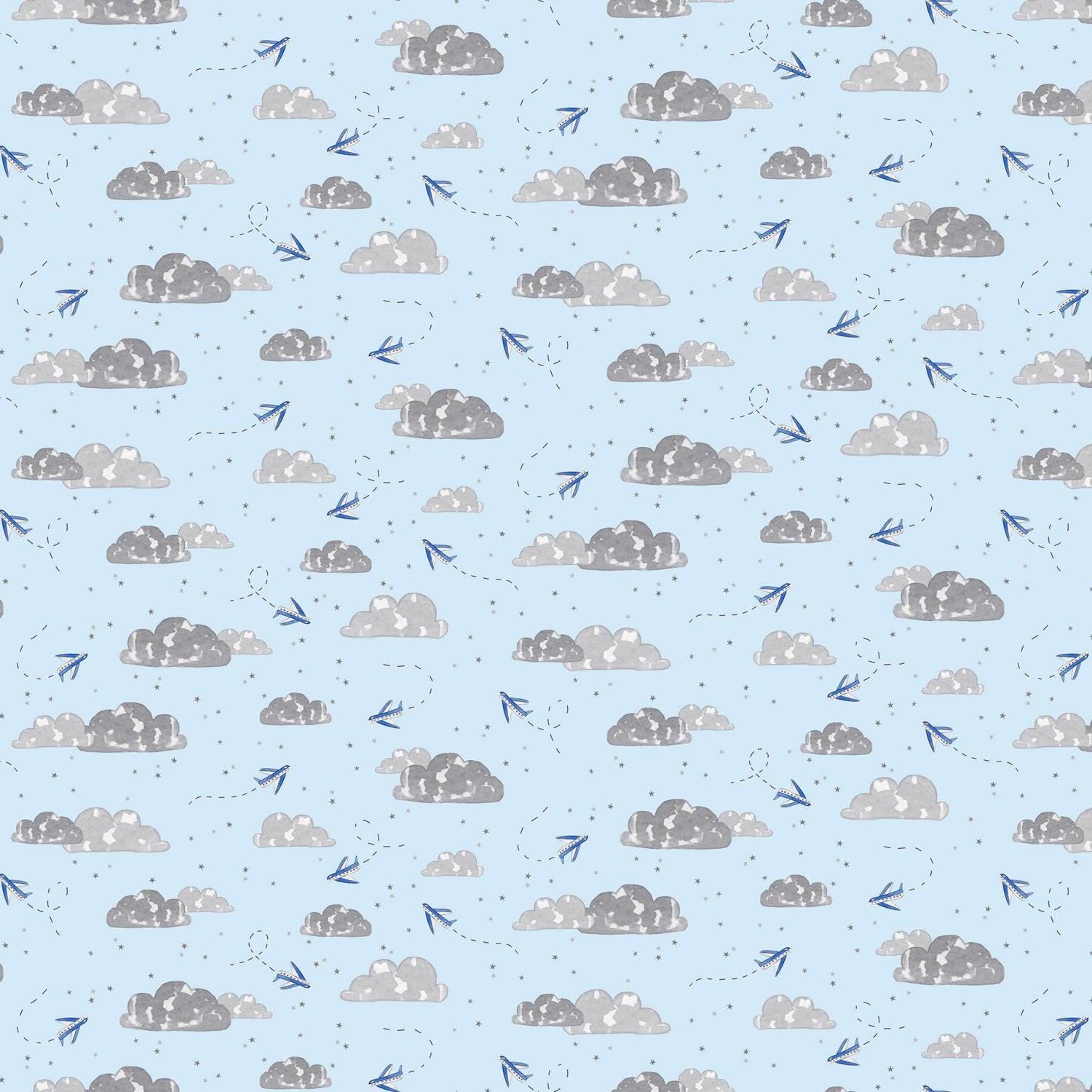 Mini Metropolis Airplanes Blue by Sara Boccaccini for Northcott Fabrics - 91191-40