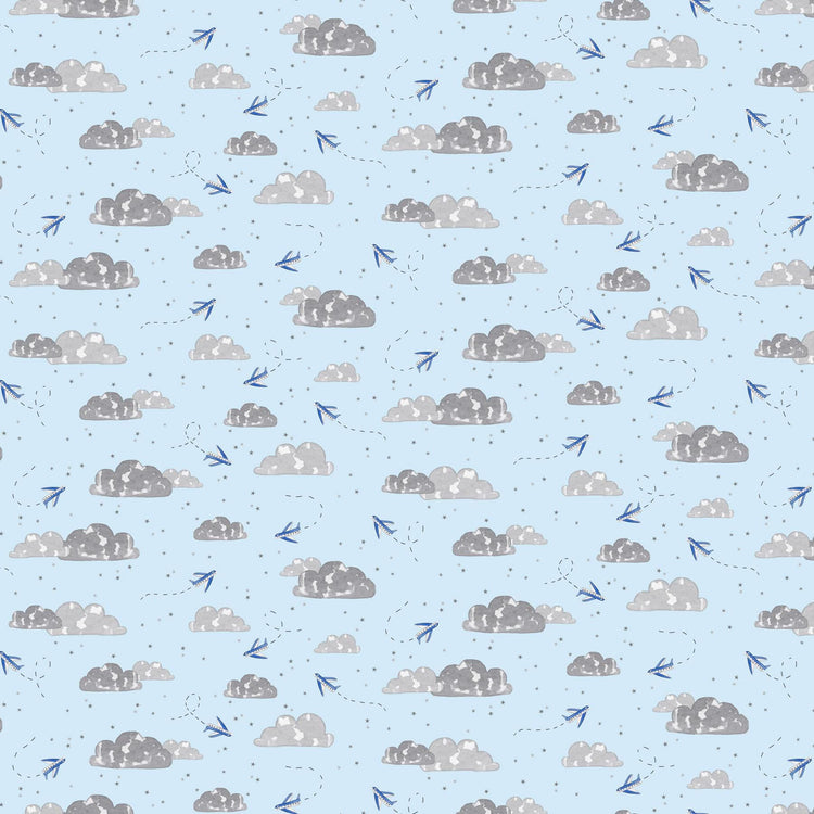 Mini Metropolis Airplanes Blue by Sara Boccaccini for Northcott Fabrics - 91191-40