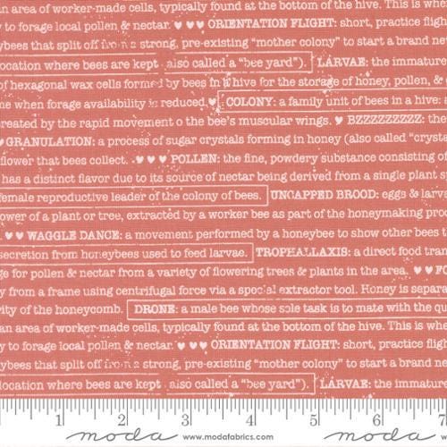 Wild Honey Buzz Words Text and Words Rose Water by Lella Boutique for Moda Fabrics - 5254 13
