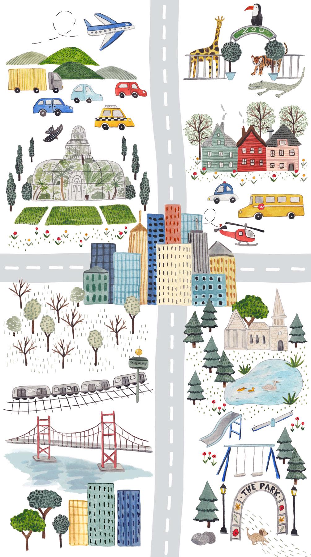 Mini Metropolis 24" City Panel by Sarah Boccaccini for Northcott Fabrics - 91188-10