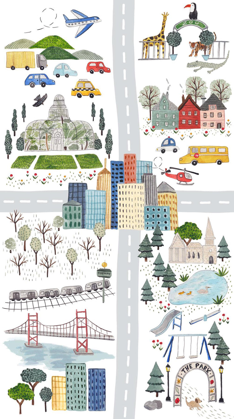 Mini Metropolis 24" City Panel by Sarah Boccaccini for Northcott Fabrics - 91188-10