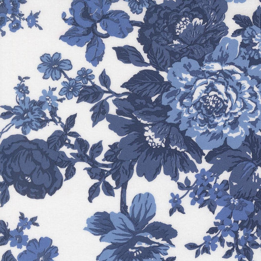 Blueprint Heirloom Florals White Navy by Camille Roskelley for Moda Fabrics - 55330 26