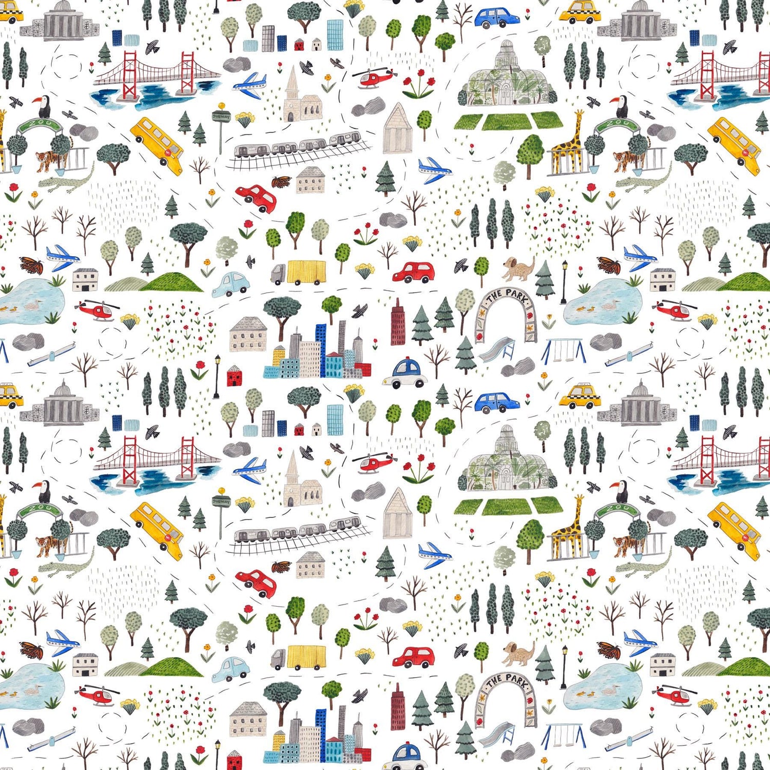 Mini Metropolis Cityscape White by Sara Boccaccini for Northcott Fabrics - 91189-10