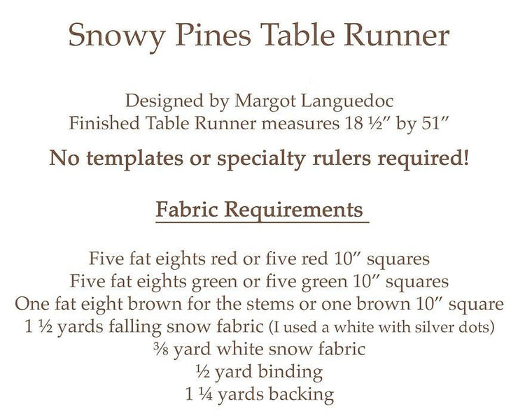 Snowy Pines Table Runner Kit - quilt kit with pattern