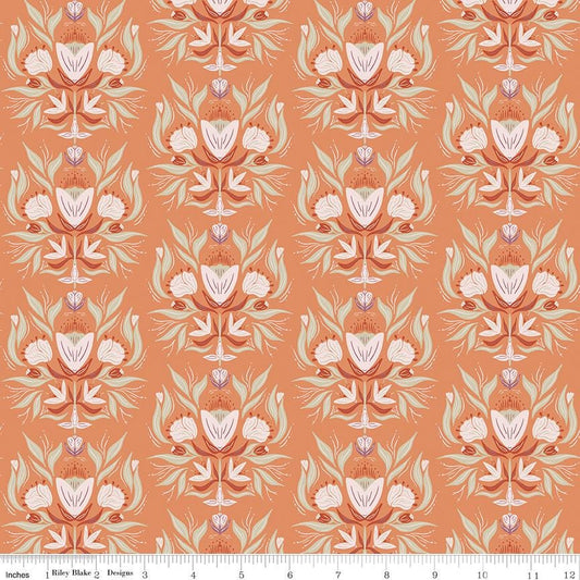 Garden Dreams Floral Damask Terracotta by Amber Elliot of Alderwood Studio for Riley Blake Designs - C15091-TERRACOTTA