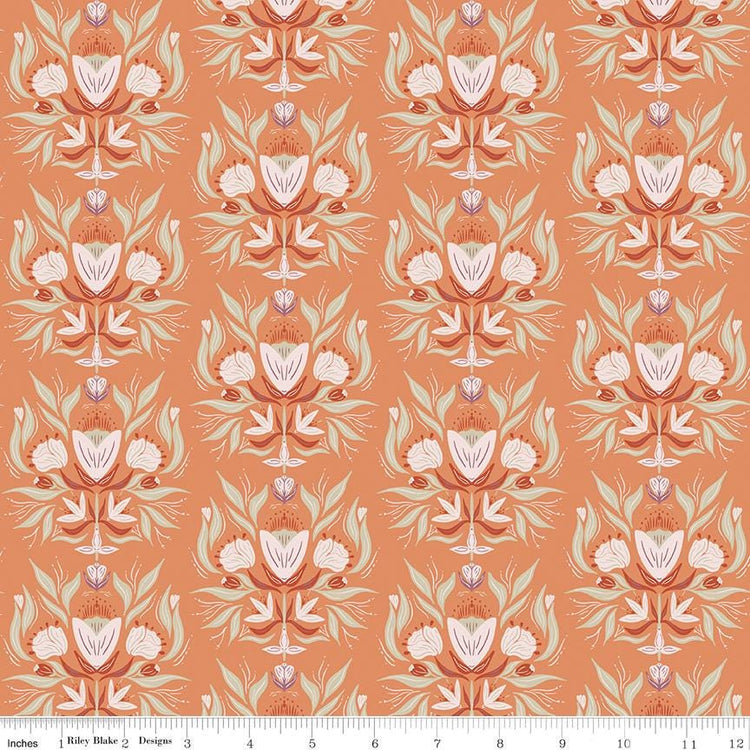 Garden Dreams Floral Damask Terracotta by Amber Elliot of Alderwood Studio for Riley Blake Designs - C15091-TERRACOTTA