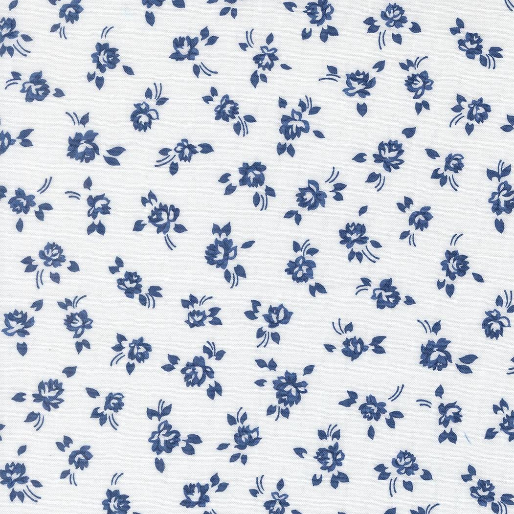 Blueprint Grace Small Floral White Navy by Camille Roskelley for Moda Fabrics - 55331 26